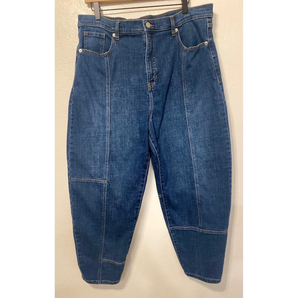 Banana Republic High-Rise Barrel Jean Dark Wash Utility Blue Denim 32/14 - Picture 2 of 10